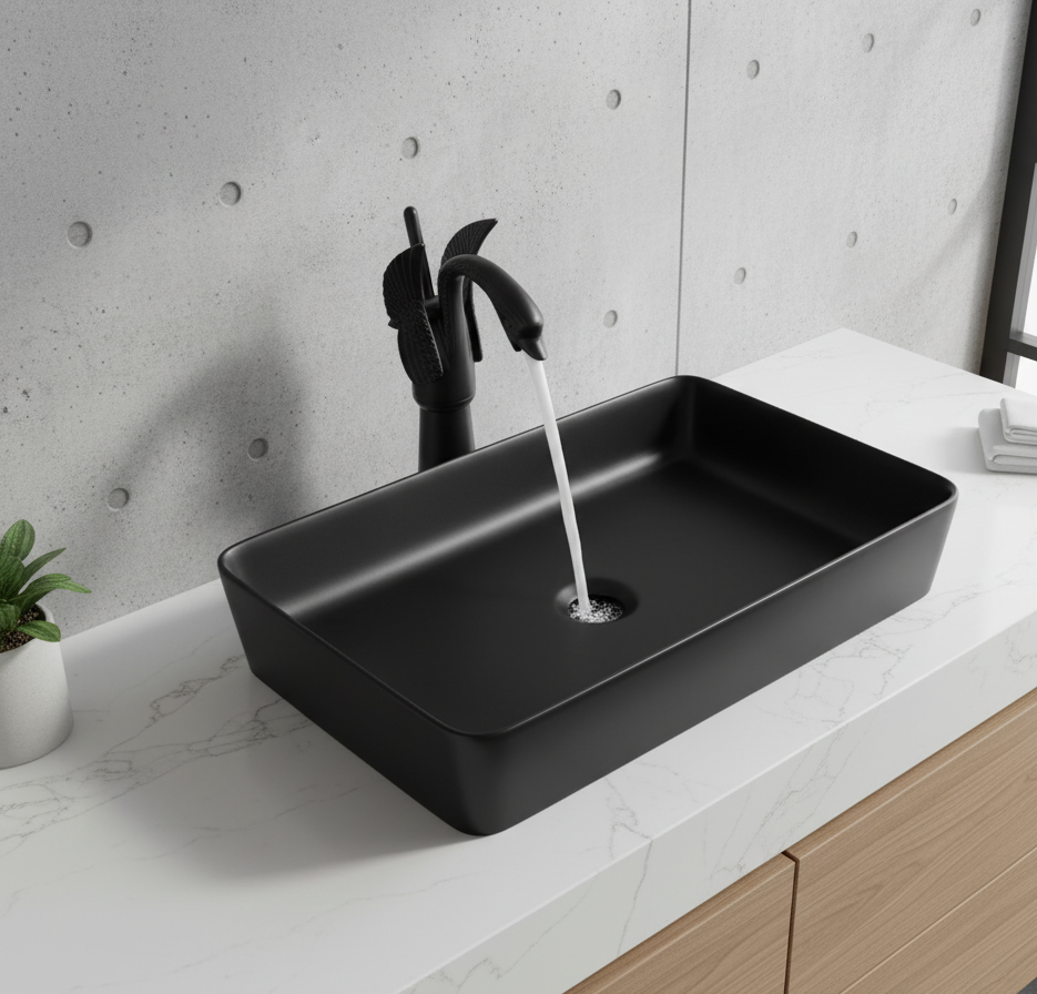 Bacha de Baño Zafira Rectangular 60 cm Negra