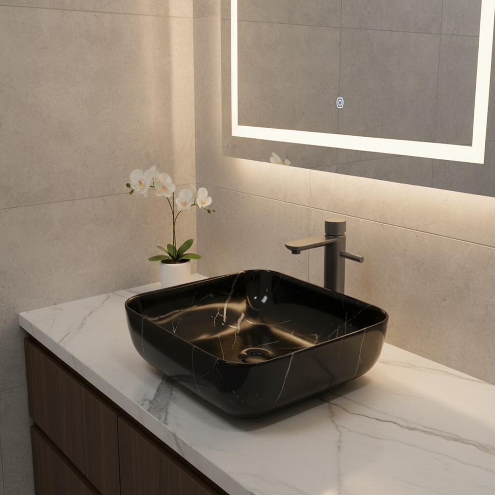 Bacha de Baño Onda Rectuangular 50 cm Negra - Imagen 3