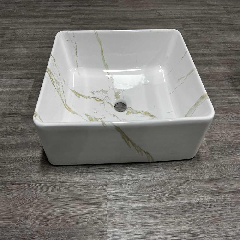 Bacha de Baño Marmolada Rectangular 48 cm Blanca - Imagen 2