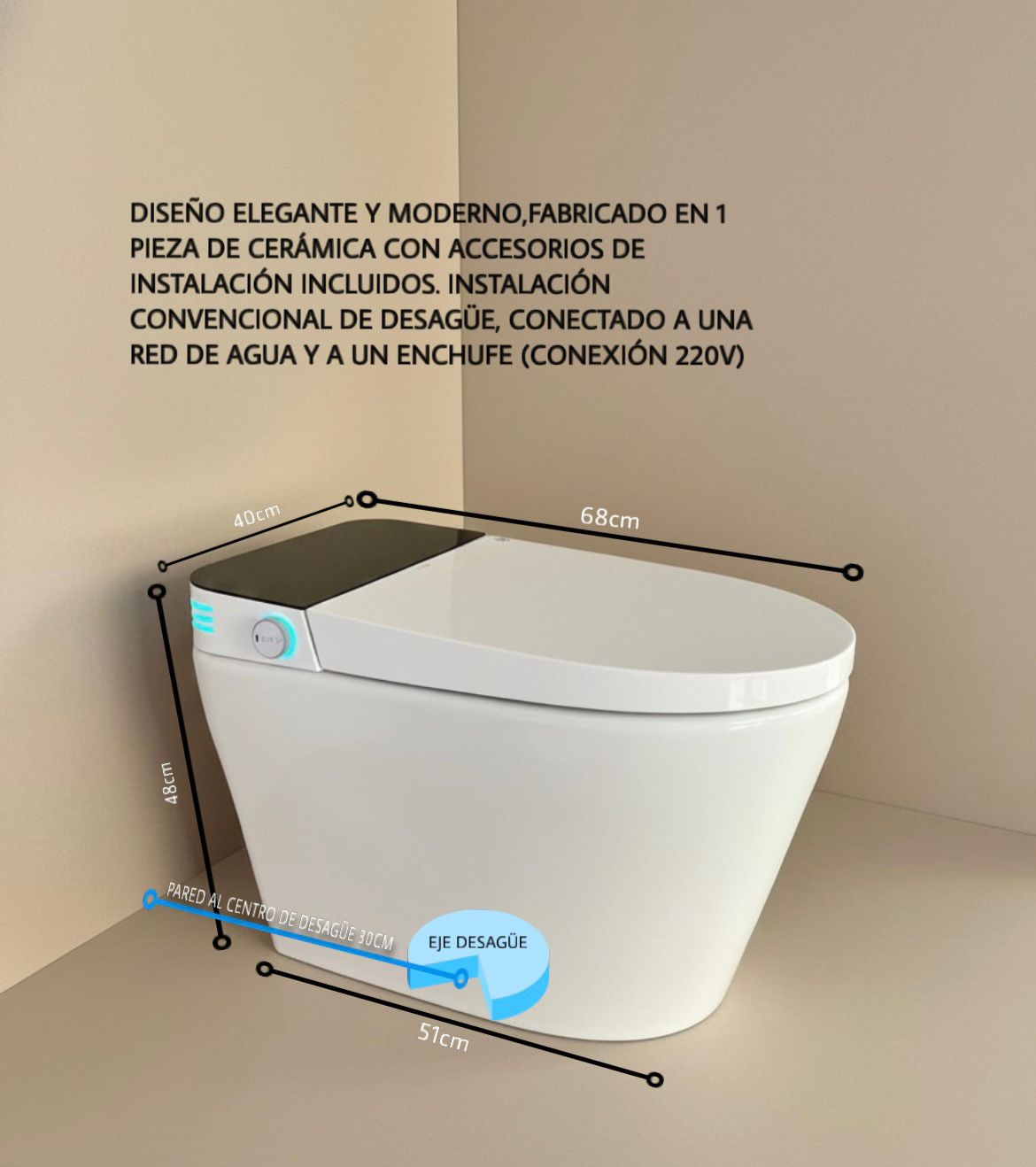Inodoro Inteligente Alta Gama con Bidet Blanco - Imagen 6