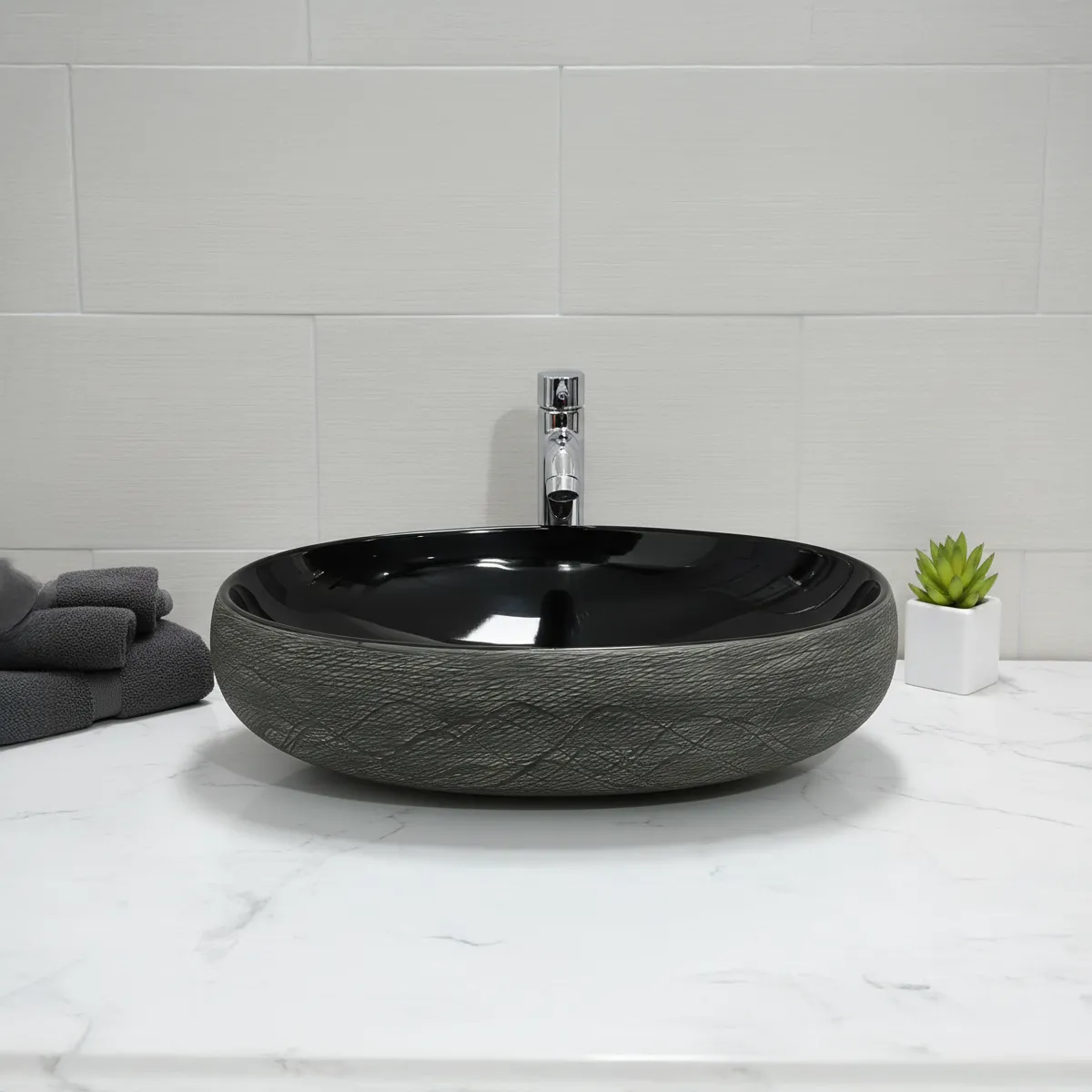 Bacha de Baño Bachouse Ovalada 60 cm Negra