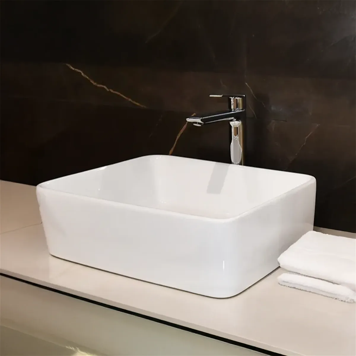 Bacha de Baño Clean Rectangular 55,5 cm Blanca