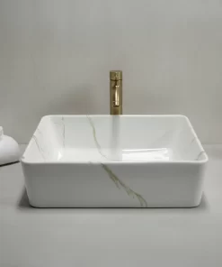 Bacha de Baño Marmolada Rectangular 48 cm Blanca