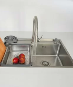 Bacha De Cocina Inteligente Acero Platinium Silver 76x46cm Plateado