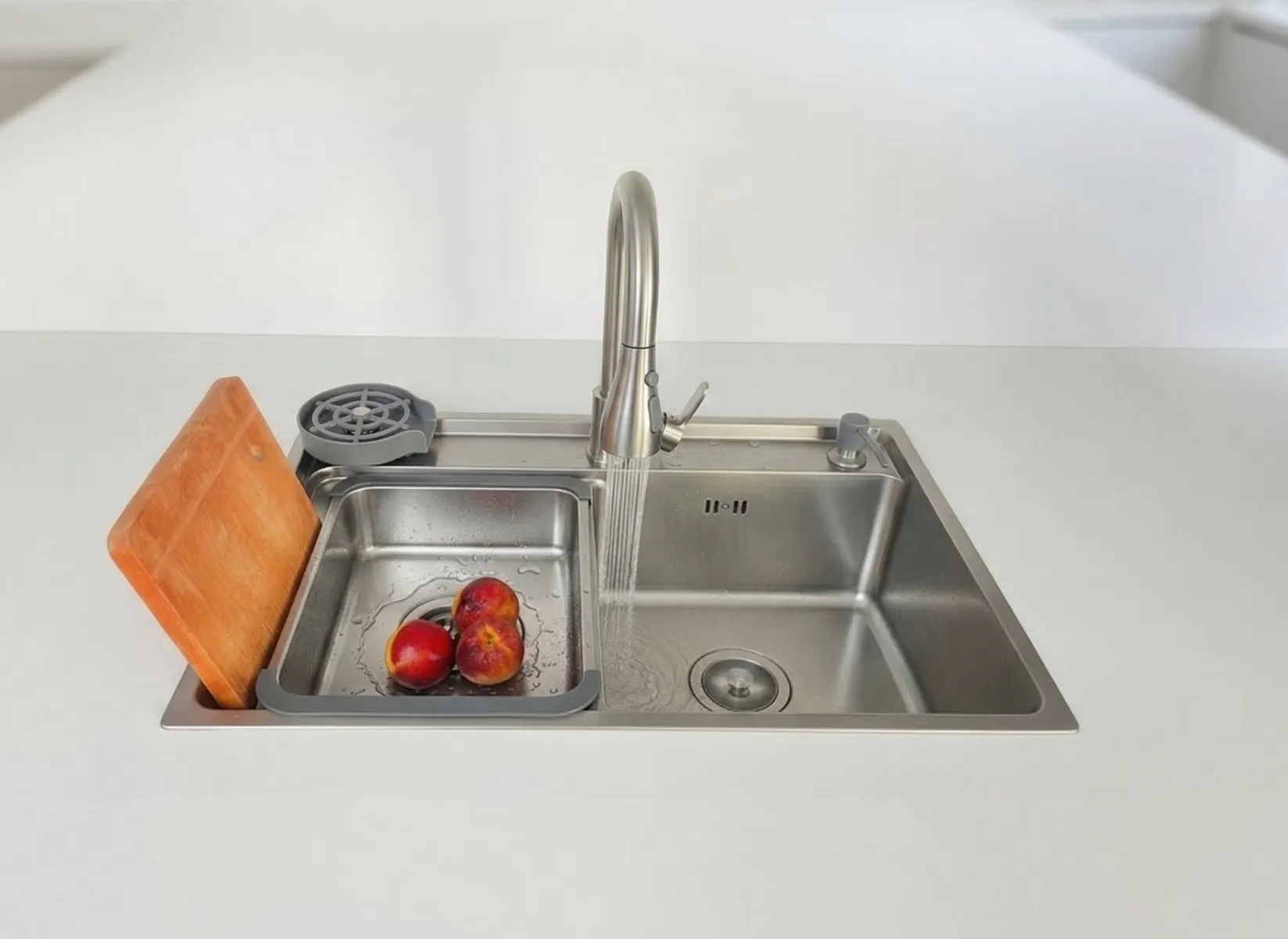 Bacha De Cocina Inteligente Acero Platinium Silver 76x46cm Plateado
